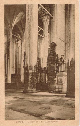 Pomnik Marcina Lutra w gdańskim kościele - ok. 1910 rok