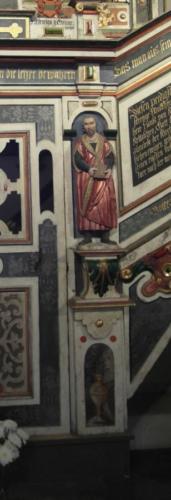 Rzeźba Filipa Melanchtona w kościele rzym.-kat. pw. Nawiedzenia Najświętszej Marii Panny w Klępsku